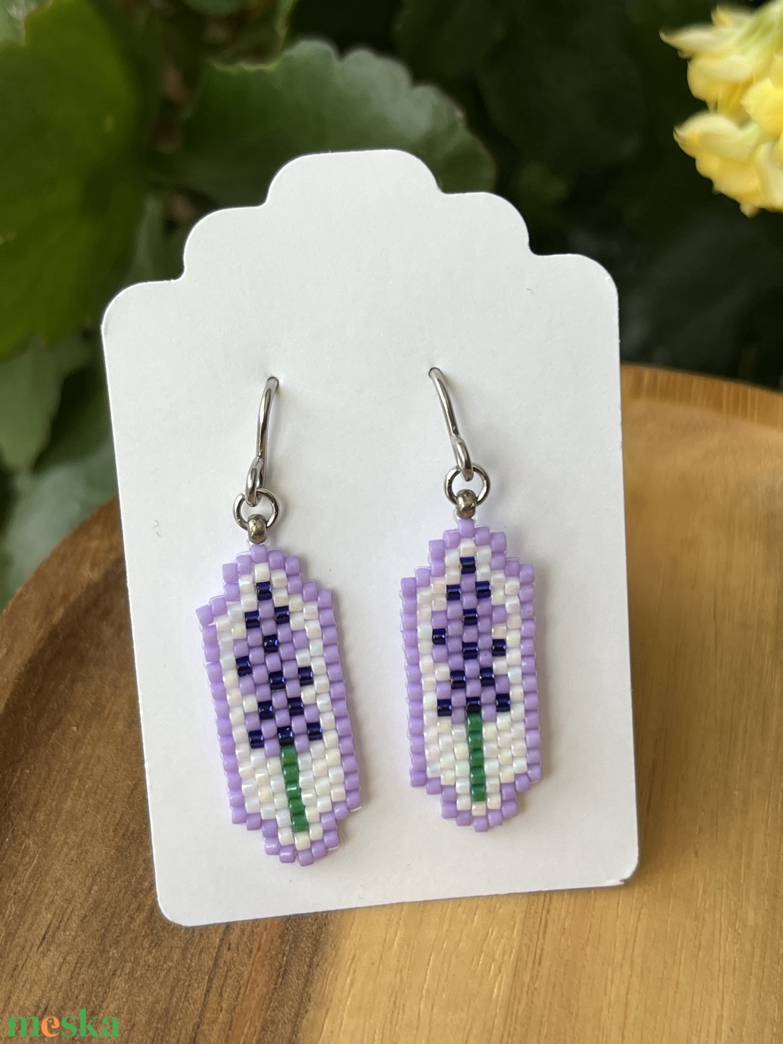 Levendulás gyöngy fülbevaló - ékszer - fülbevaló - lógó fülbevaló - Meska.hu