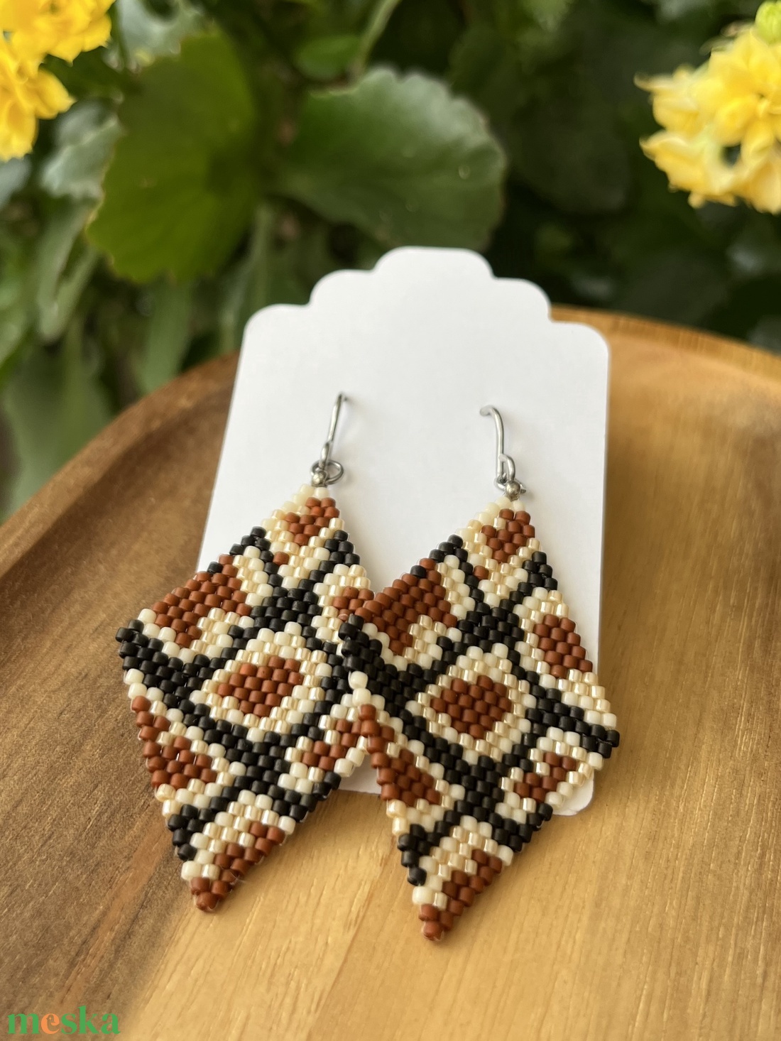 Kígyómintás nagyobb méretű gyöngy fülbevaló - ékszer - fülbevaló - lógó fülbevaló - Meska.hu