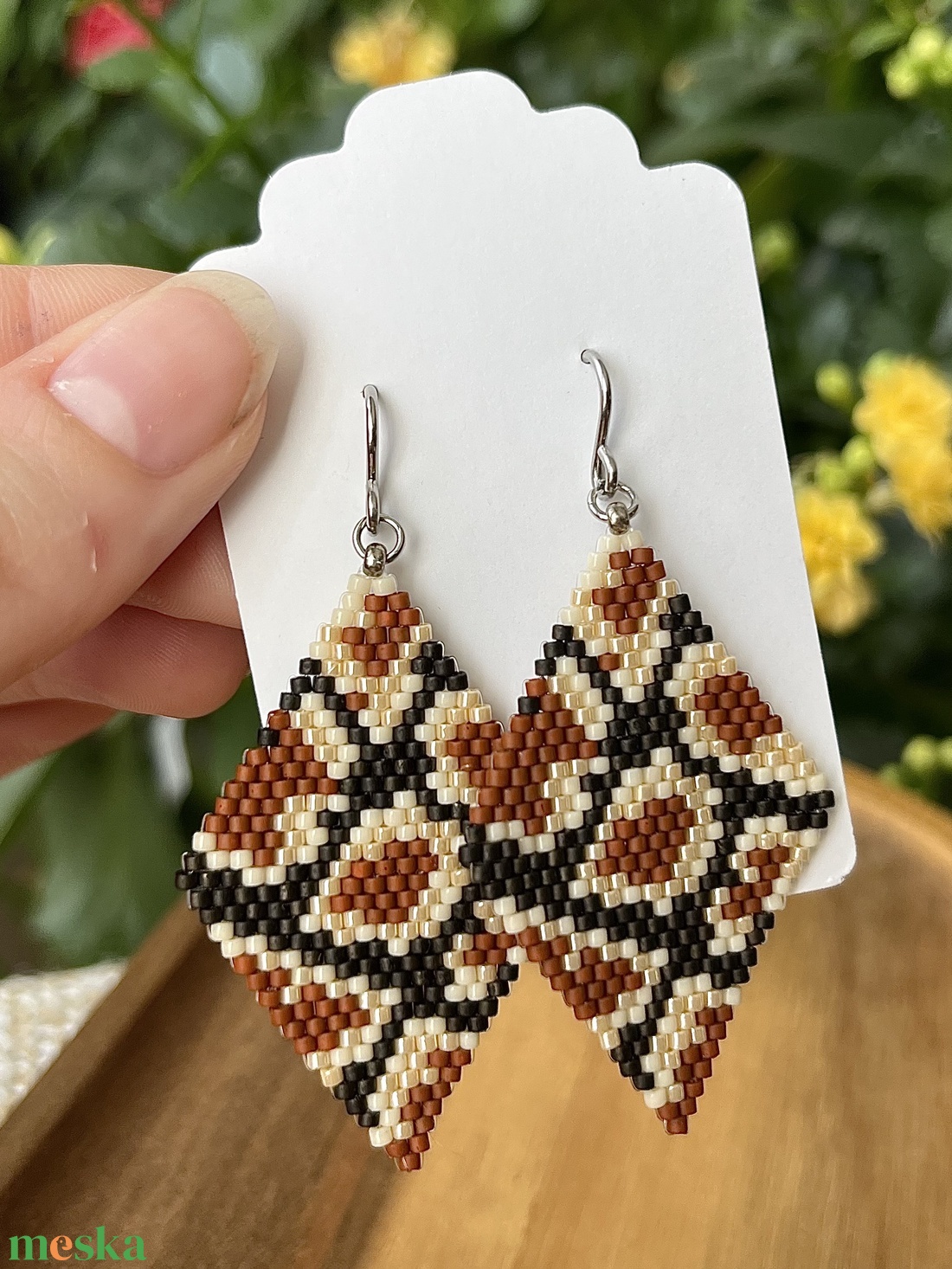 Kígyómintás nagyobb méretű gyöngy fülbevaló - ékszer - fülbevaló - lógó fülbevaló - Meska.hu