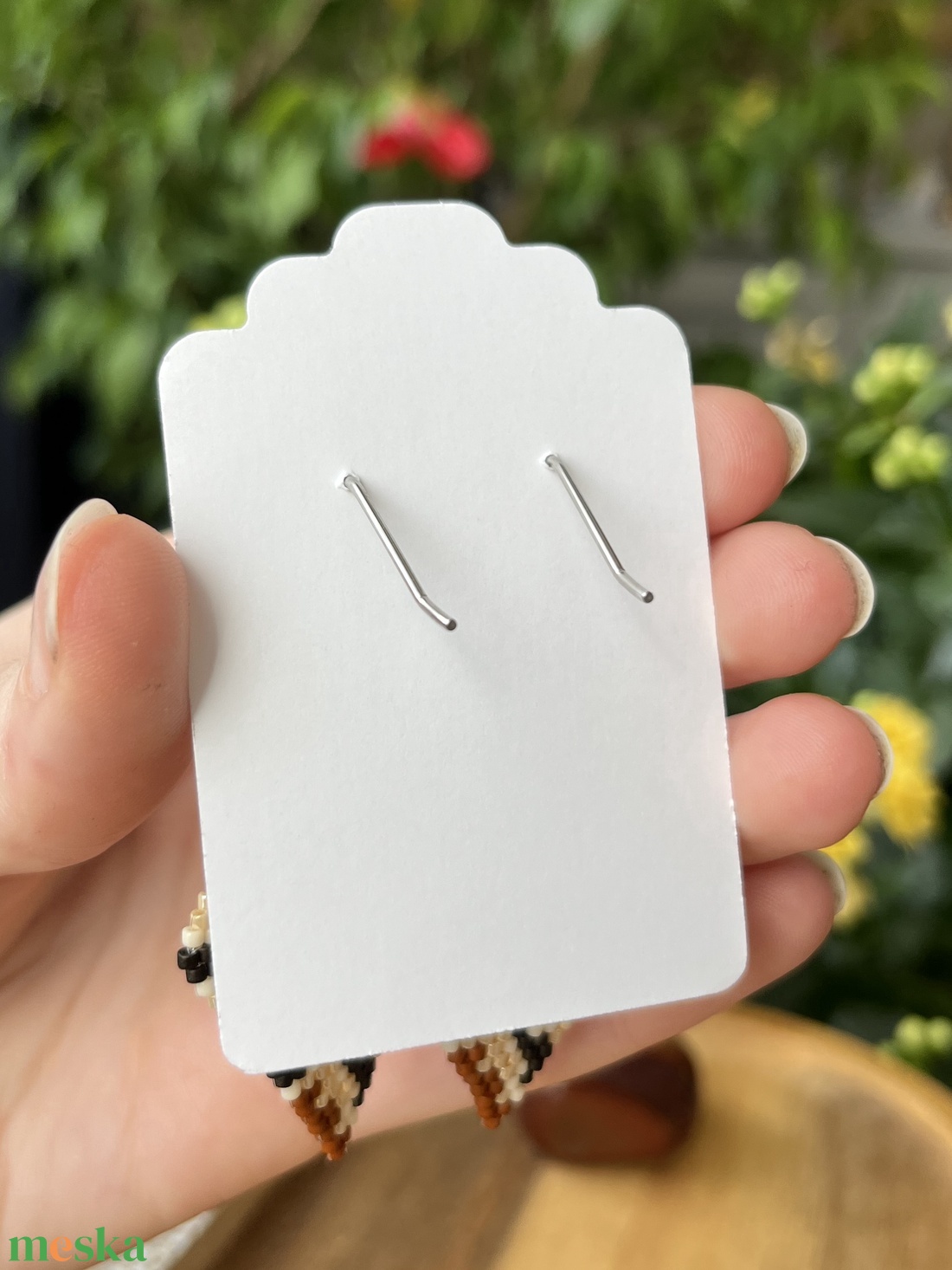 Kígyómintás nagyobb méretű gyöngy fülbevaló - ékszer - fülbevaló - lógó fülbevaló - Meska.hu