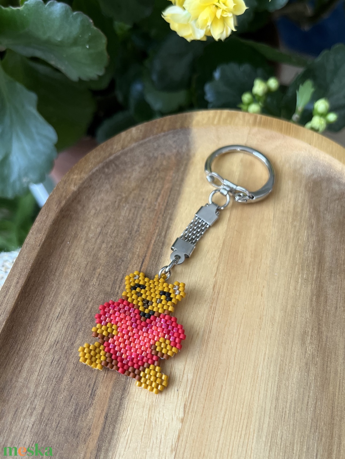 Szívecskés maci kulcstartó gyöngyből - táska & tok - kulcstartó & táskadísz - kulcstartó - Meska.hu