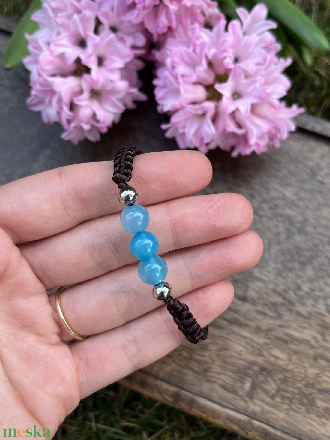 Páros fonott karkötő ásvány gyöngyökkel (állítható méret) - ékszer - karkötő - fonott karkötő - Meska.hu