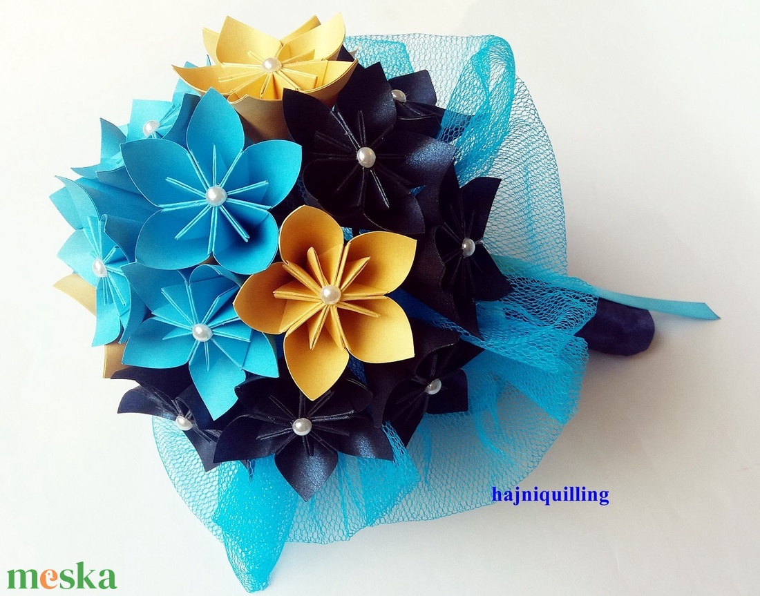 Menyasszonyicsokor kékben,  Tartós csokor! - esküvő - menyasszonyi- és dobócsokor - Meska.hu