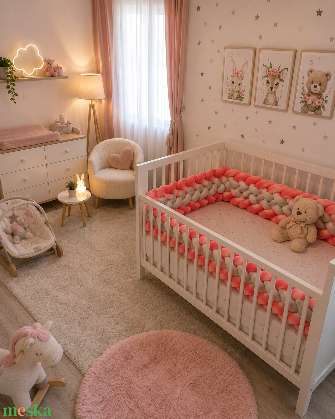 Kézzel horgolt baba ágyrács védő - baba - mama - baba ágynemű - babafészek - Meska.hu