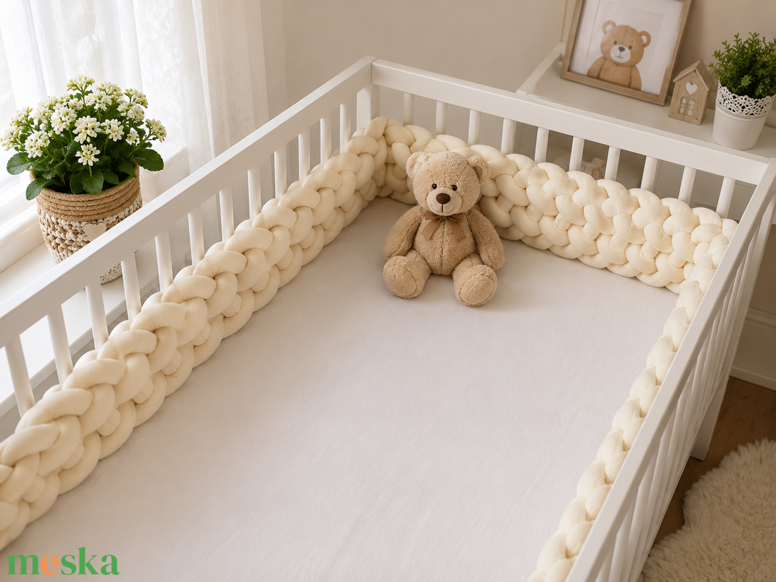 Kézzel horgolt 220 cm hosszú 10 cm magas baba ágyrács védő  - baba - mama - baba ágynemű - rácsvédő & baldachin - Meska.hu