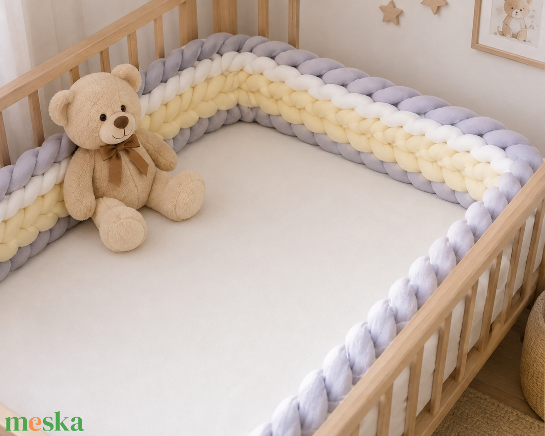 Szürke � sárga � fehér.Méret: 210 cm hosszú 17 cm magas - baba - mama - baba ágynemű - rácsvédő & baldachin - Meska.hu