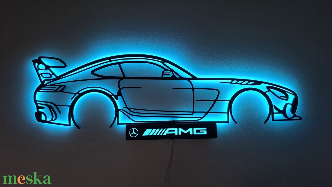 Mercedes AMG GT  3D nyomtatott sziluett falidísz LED háttérvilágítással - otthon & életmód - dekoráció - fali és függő dekoráció - falra akasztható dekor - Meska.hu