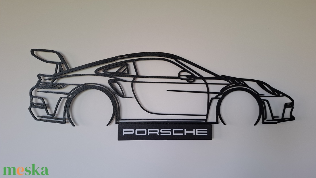 Porsche 911 GT3 - 3D nyomtatott sziluett falidísz LED háttérvilágítással - otthon & életmód - dekoráció - fali és függő dekoráció - falra akasztható dekor - Meska.hu