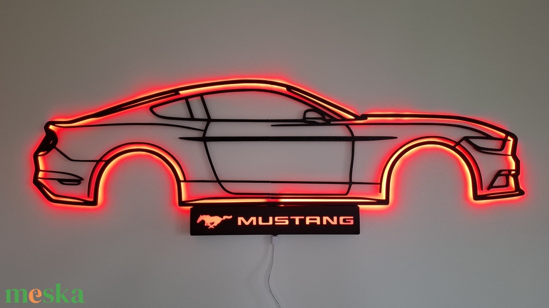 Ford Mustang GT - 3D nyomtatott sziluett falidísz LED háttérvilágítással - otthon & életmód - dekoráció - fali és függő dekoráció - falra akasztható dekor - Meska.hu