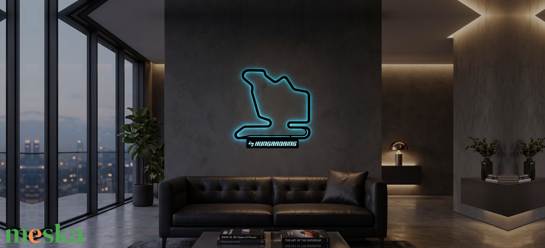 Hungaroring - világító LED pálya-falikép F1-rajongóknak, 3D nyomtatott - otthon & életmód - dekoráció - fali és függő dekoráció - falra akasztható dekor - Meska.hu