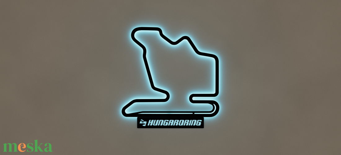 Hungaroring - világító LED pálya-falikép F1-rajongóknak, 3D nyomtatott - otthon & életmód - dekoráció - fali és függő dekoráció - falra akasztható dekor - Meska.hu