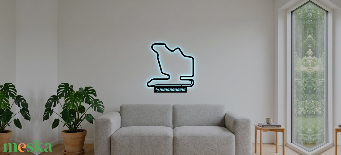 Hungaroring - világító LED pálya-falikép F1-rajongóknak, 3D nyomtatott - otthon & életmód - dekoráció - fali és függő dekoráció - falra akasztható dekor - Meska.hu