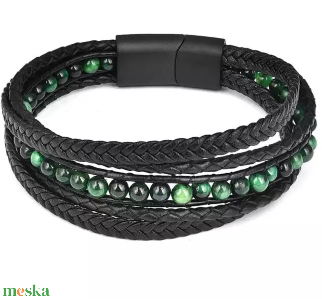 Unisex 4mm tőbb szálas bőr karkötő zöld tigris szemmel - ékszer - karkötő - gyöngyös karkötő - Meska.hu Unisex 4mm tőbb szálas bőr karkötő zöld tigris szemmel - ékszer - karkötő - gyöngyös karkötő - Meska.hu