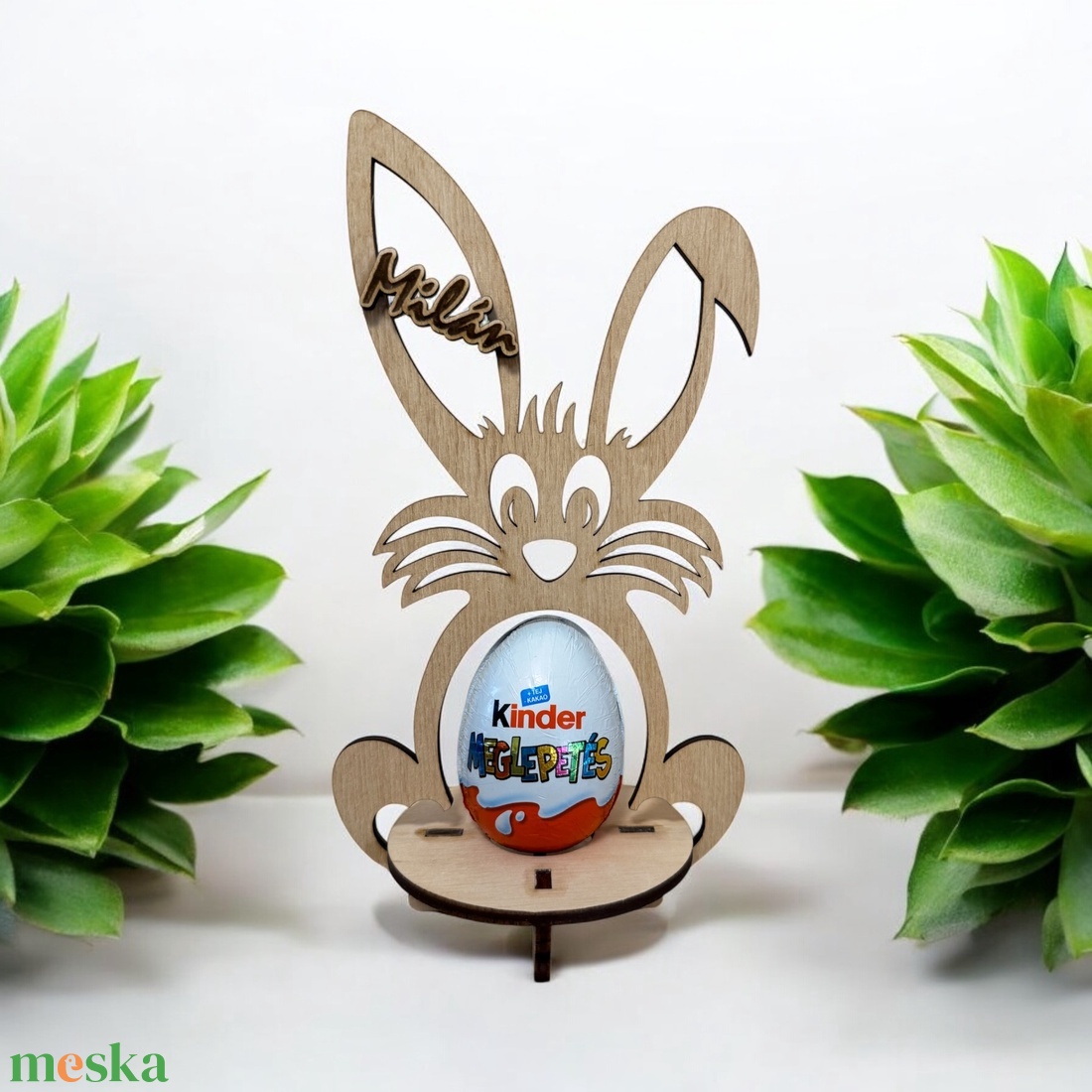 Kinder tartó nyuszi - esküvő - dekoráció - asztaldísz - Meska.hu