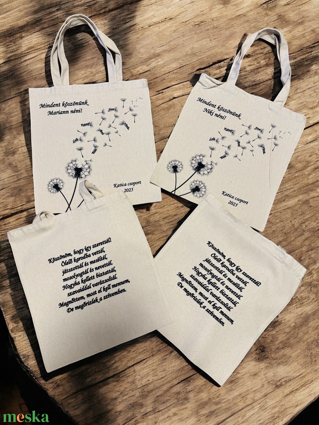 Pitypangos vászontáska, nevekkel - táska & tok - bevásárlás & shopper táska - shopper, textiltáska, szatyor - Meska.hu Pitypangos vászontáska, nevekkel - táska & tok - bevásárlás & shopper táska - shopper, textiltáska, szatyor - Meska.hu
