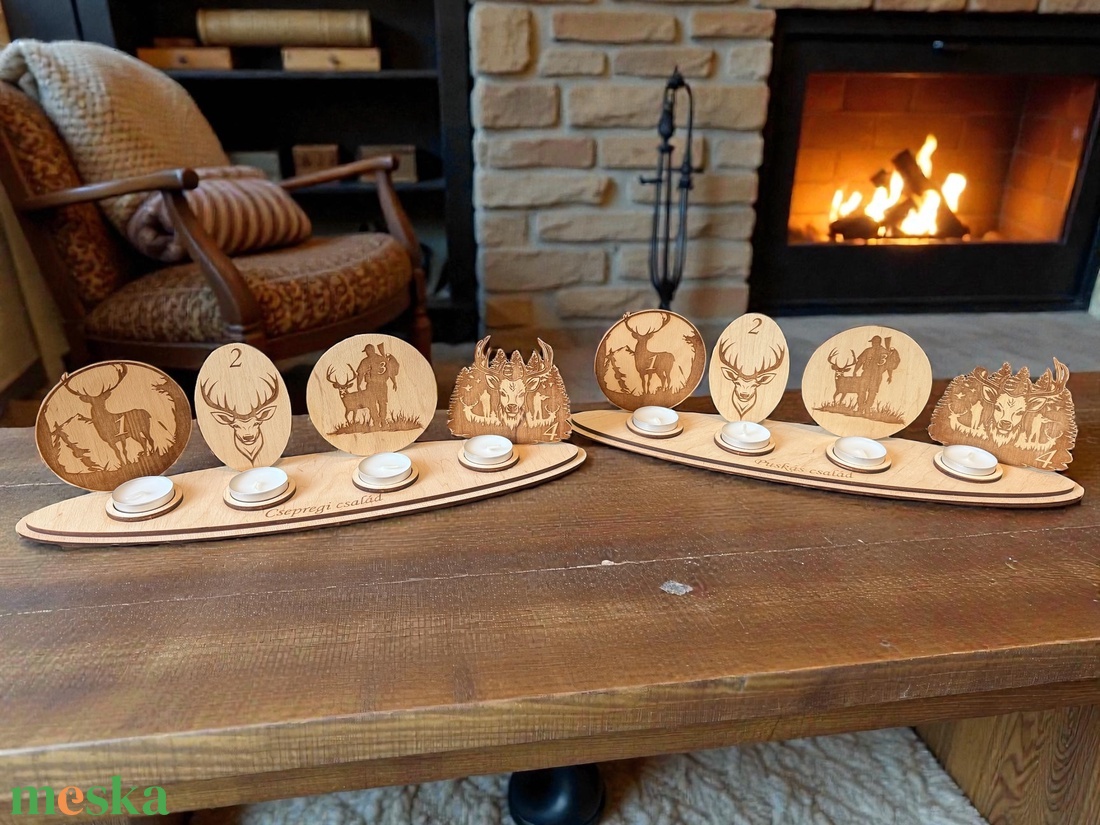 Adventi vadászos gyertyatartó - karácsony - adventi díszek - adventi naptár - Meska.hu