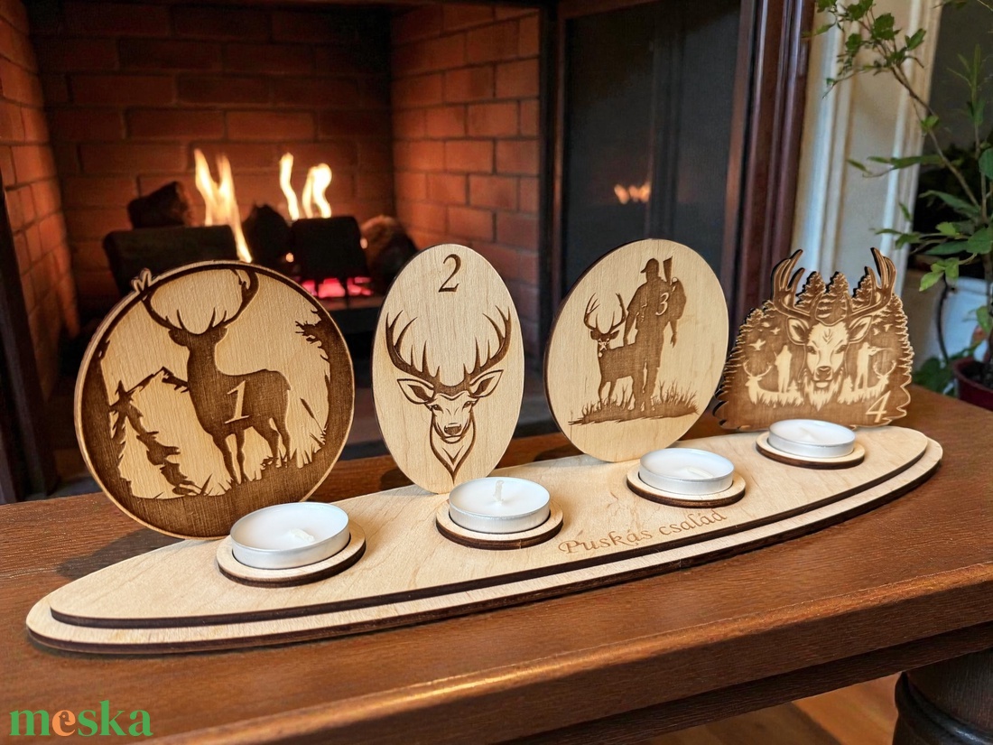 Adventi vadászos gyertyatartó - karácsony - adventi díszek - adventi naptár - Meska.hu