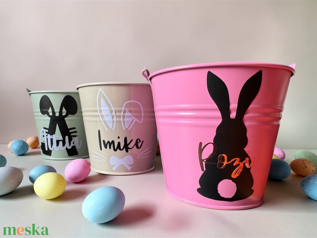 Húsvéti tojásgyűjtő vödör - egyedi felirattal, grafikával - ünnepi díszek, dekorációk - húsvéti díszek és dekorációk - húsvéti kosár - Meska.hu