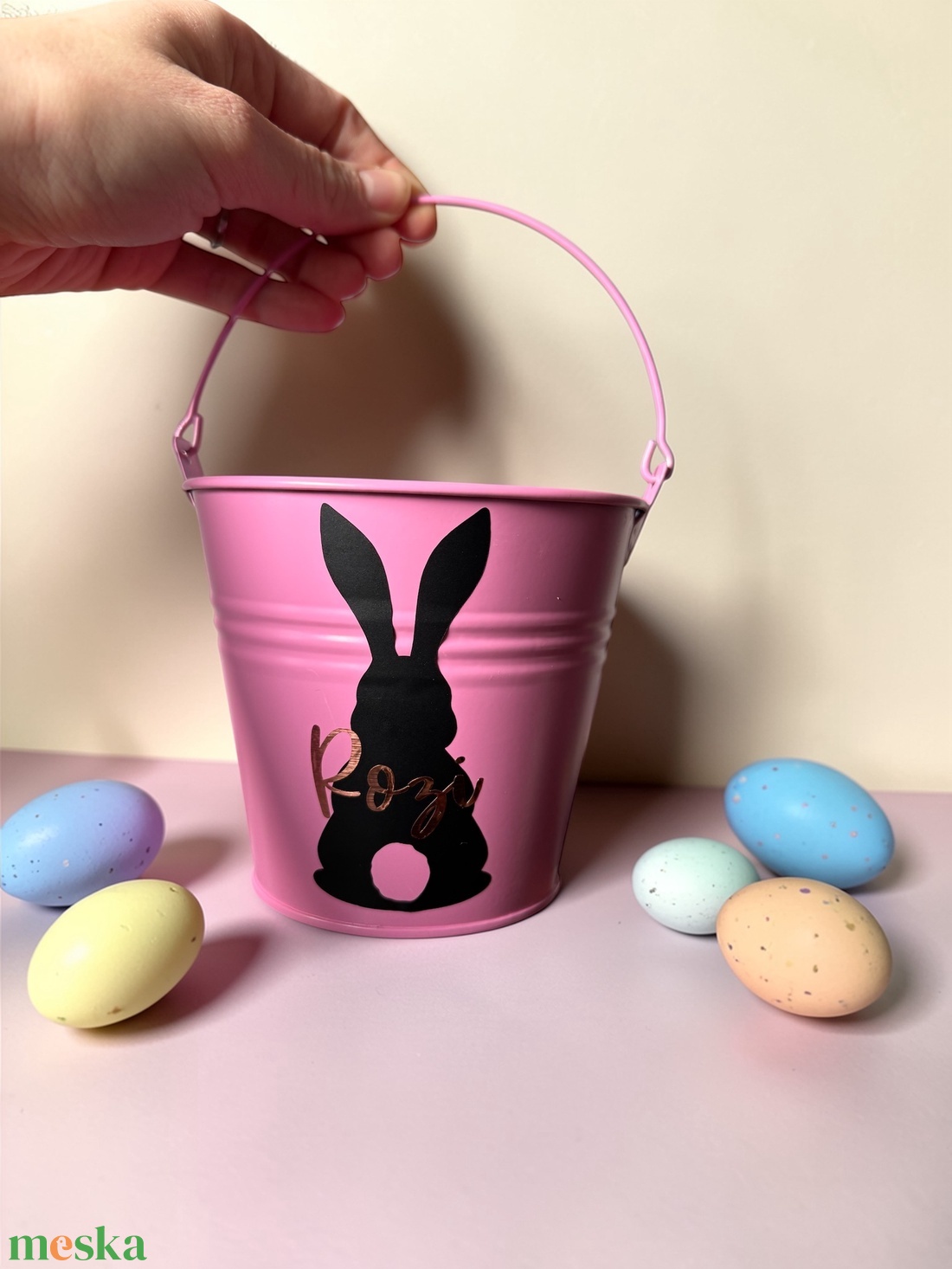 Húsvéti tojásgyűjtő vödör - egyedi felirattal, grafikával - ünnepi díszek, dekorációk - húsvéti díszek és dekorációk - húsvéti kosár - Meska.hu