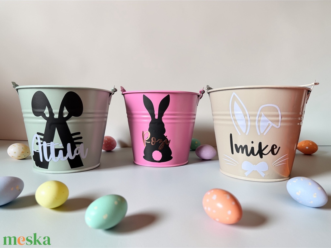 Húsvéti tojásgyűjtő vödör - egyedi felirattal, grafikával - ünnepi díszek, dekorációk - húsvéti díszek és dekorációk - húsvéti kosár - Meska.hu