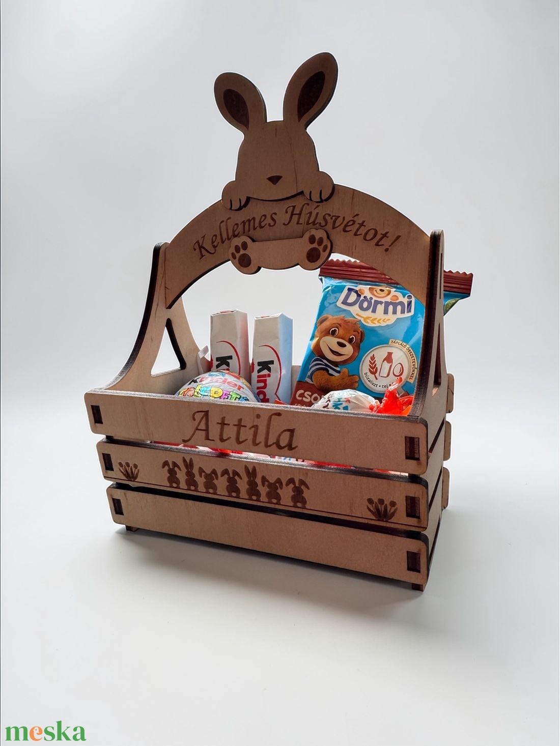Húsvéti kosárka - egyedi felirattal, grafikával - ünnepi díszek, dekorációk - húsvéti díszek és dekorációk - húsvéti kosár - Meska.hu