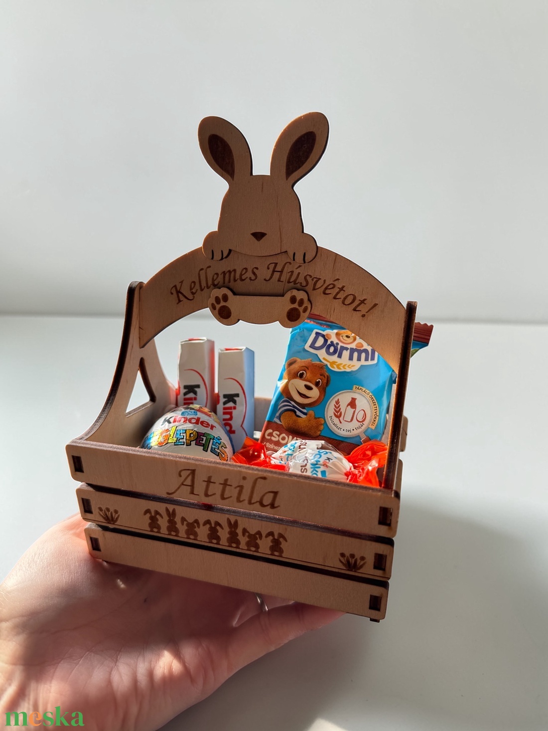 Húsvéti kosárka - egyedi felirattal, grafikával - ünnepi díszek, dekorációk - húsvéti díszek és dekorációk - húsvéti kosár - Meska.hu