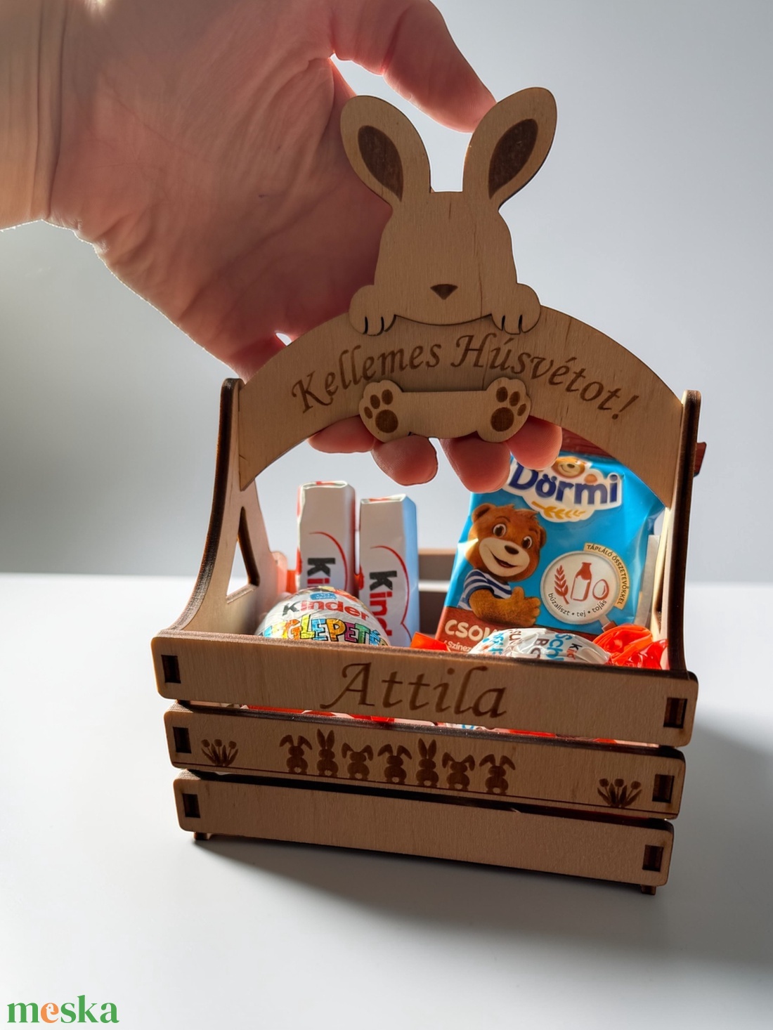 Húsvéti kosárka - egyedi felirattal, grafikával - ünnepi díszek, dekorációk - húsvéti díszek és dekorációk - húsvéti kosár - Meska.hu