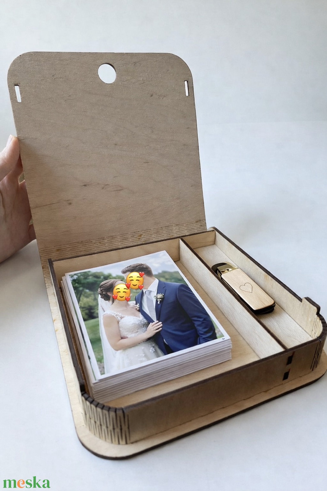 Esküvői pendrive és fénykép tartó díszdoboz - esküvő - emlék & ajándék - album & fotóalbum - Meska.hu
