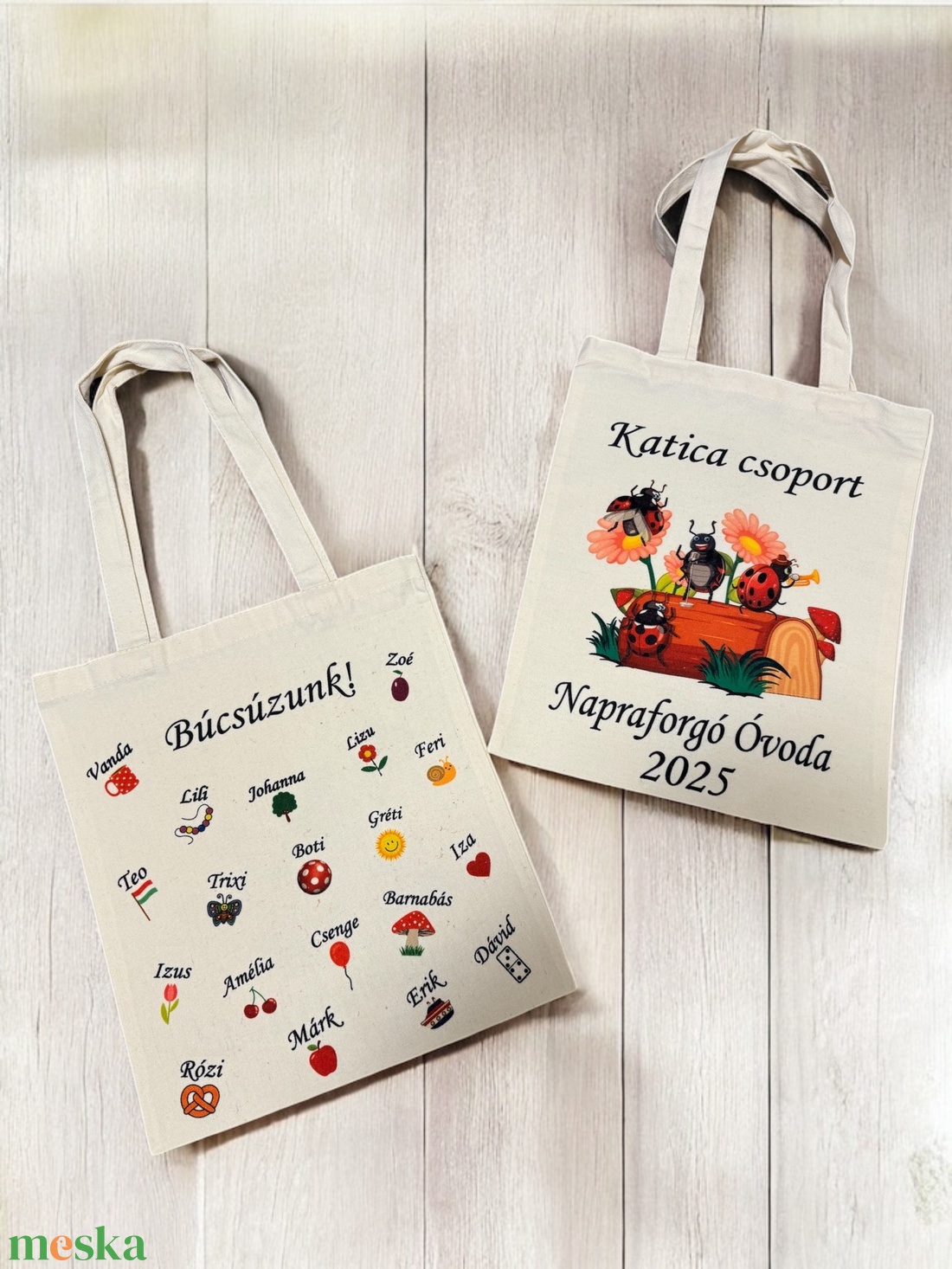 Ballagási kétoldalas vászontáska - nevekkel, jelekkel - táska & tok - bevásárlás & shopper táska - shopper, textiltáska, szatyor - Meska.hu