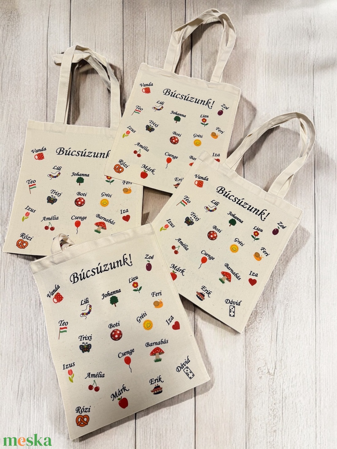 Ballagási kétoldalas vászontáska - nevekkel, jelekkel - táska & tok - bevásárlás & shopper táska - shopper, textiltáska, szatyor - Meska.hu