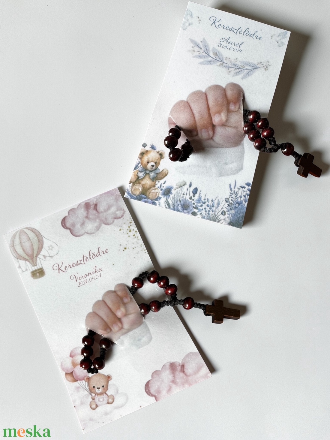 Keresztelő rózsafüzér ajándék - névvel, dátummal - baba - mama - keresztelő kellékek - keresztelőajándékok - Meska.hu