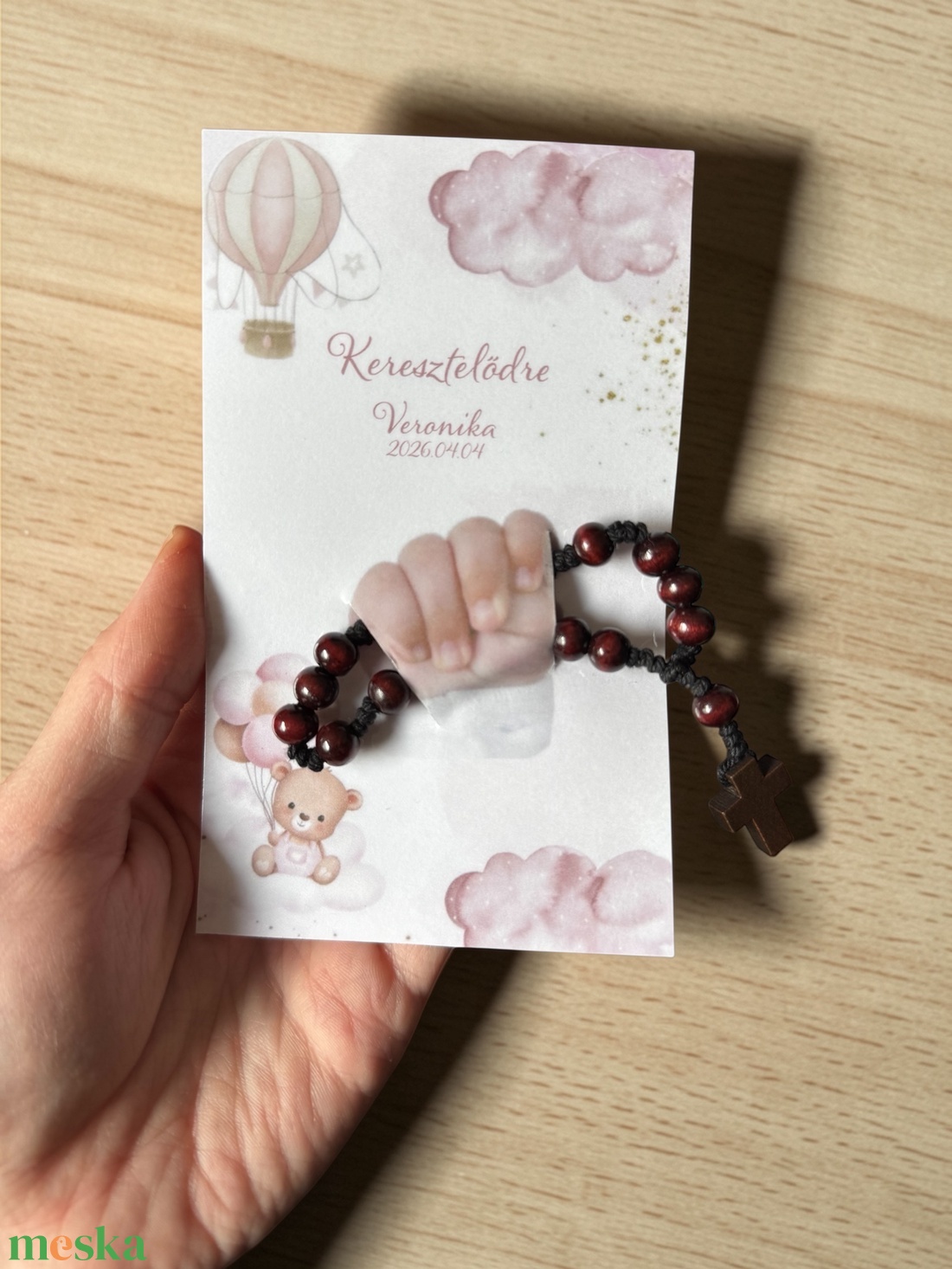 Keresztelő rózsafüzér ajándék - névvel, dátummal - baba - mama - keresztelő kellékek - keresztelőajándékok - Meska.hu