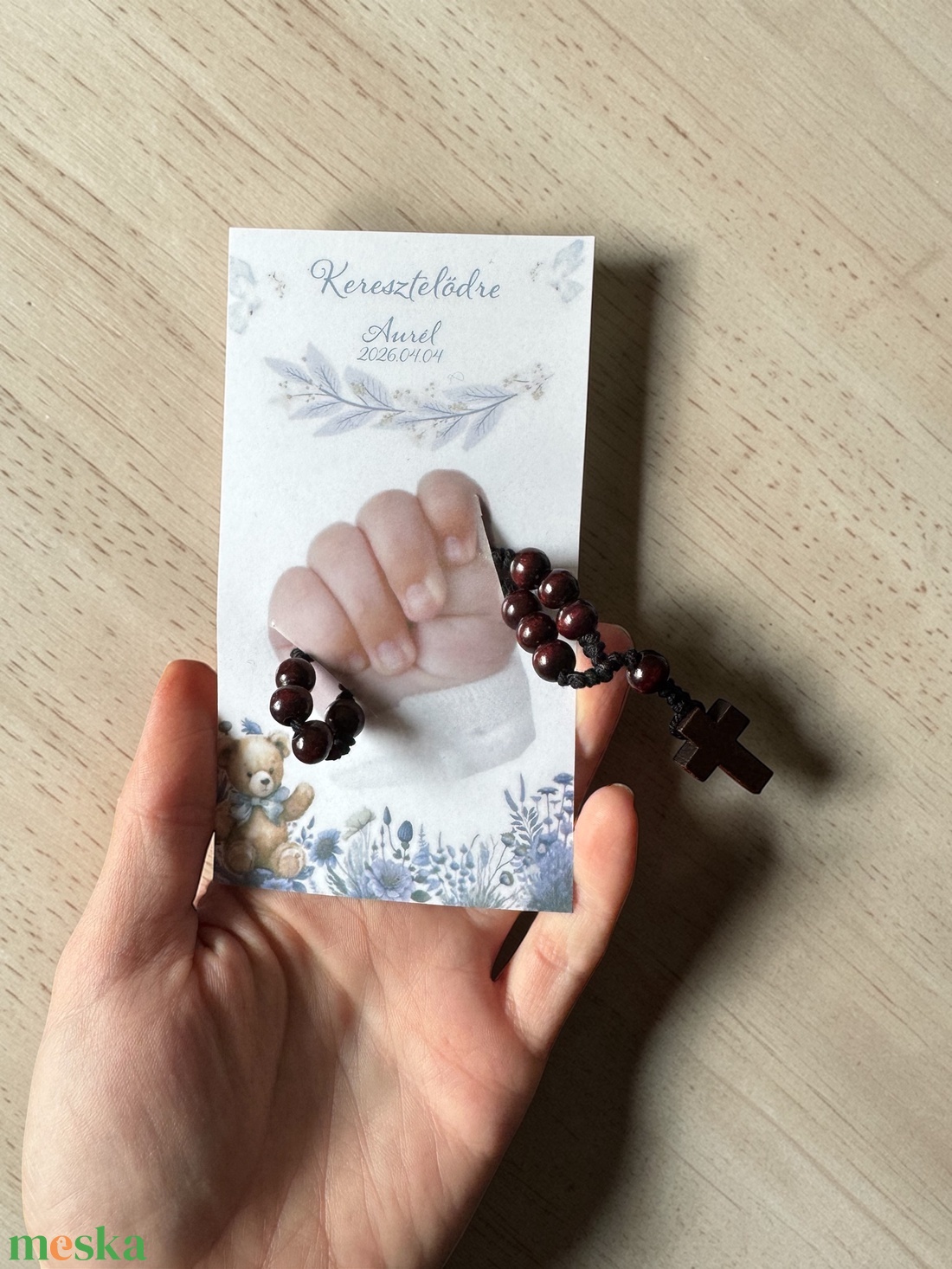 Keresztelő rózsafüzér ajándék - névvel, dátummal - baba - mama - keresztelő kellékek - keresztelőajándékok - Meska.hu