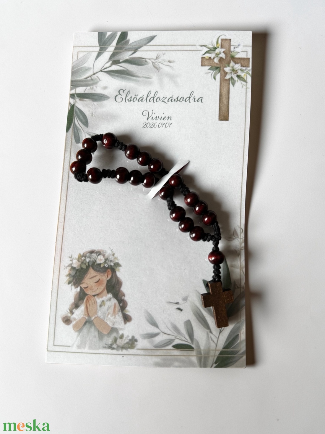Elsőáldozás rózsafüzér ajándék - névvel, dátummal - otthon & életmód - vallás - kereszt - Meska.hu