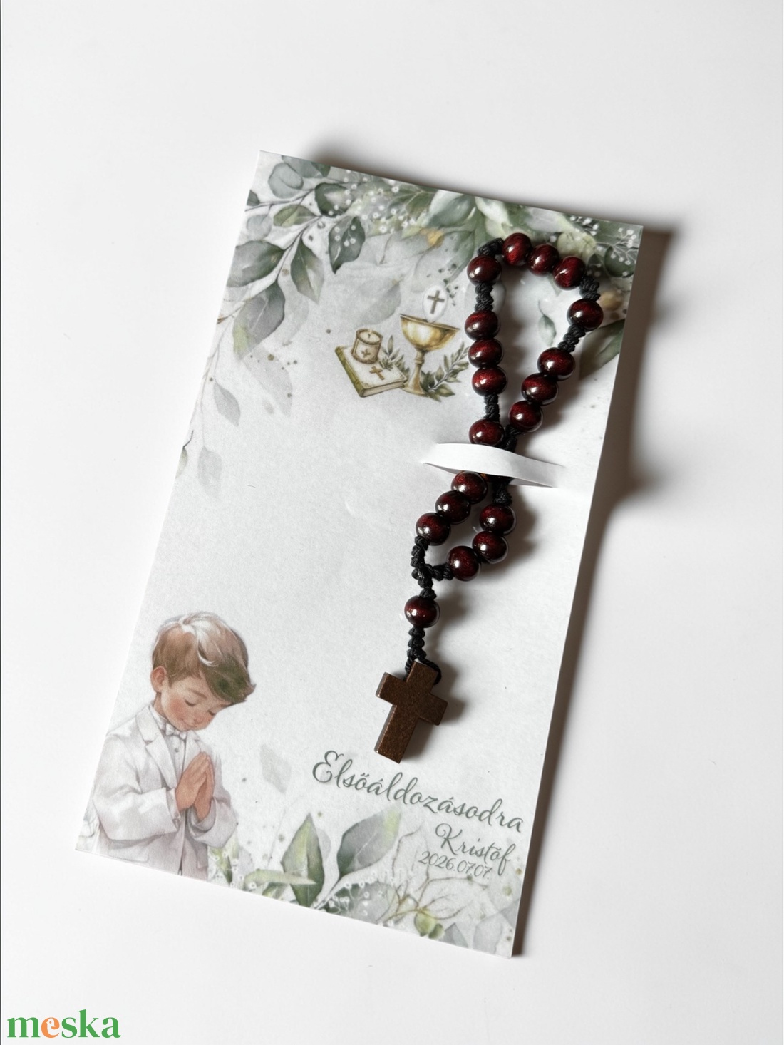 Elsőáldozás rózsafüzér ajándék - névvel, dátummal - otthon & életmód - vallás - kereszt - Meska.hu