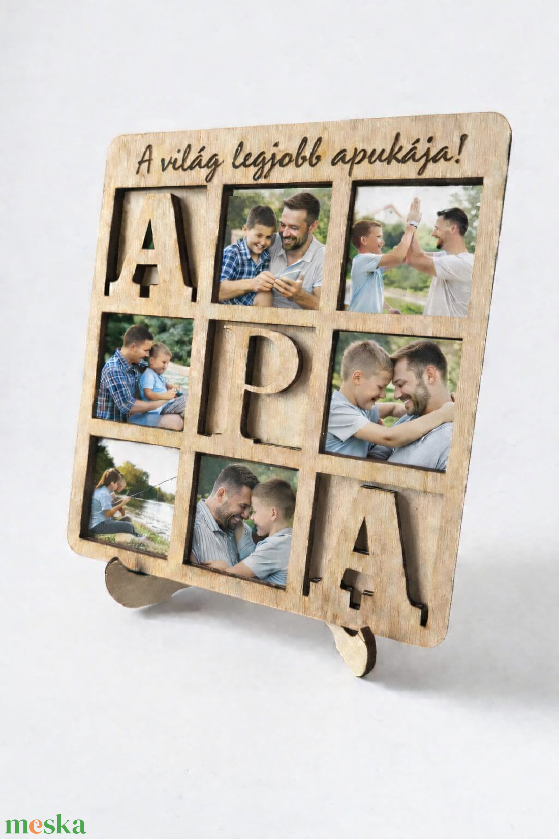 Apák napi képkeret - egyedi gravírozással, fotóelőhívással - kellékek & szerszámok - hobby fa alapanyag - képkeret - Meska.hu