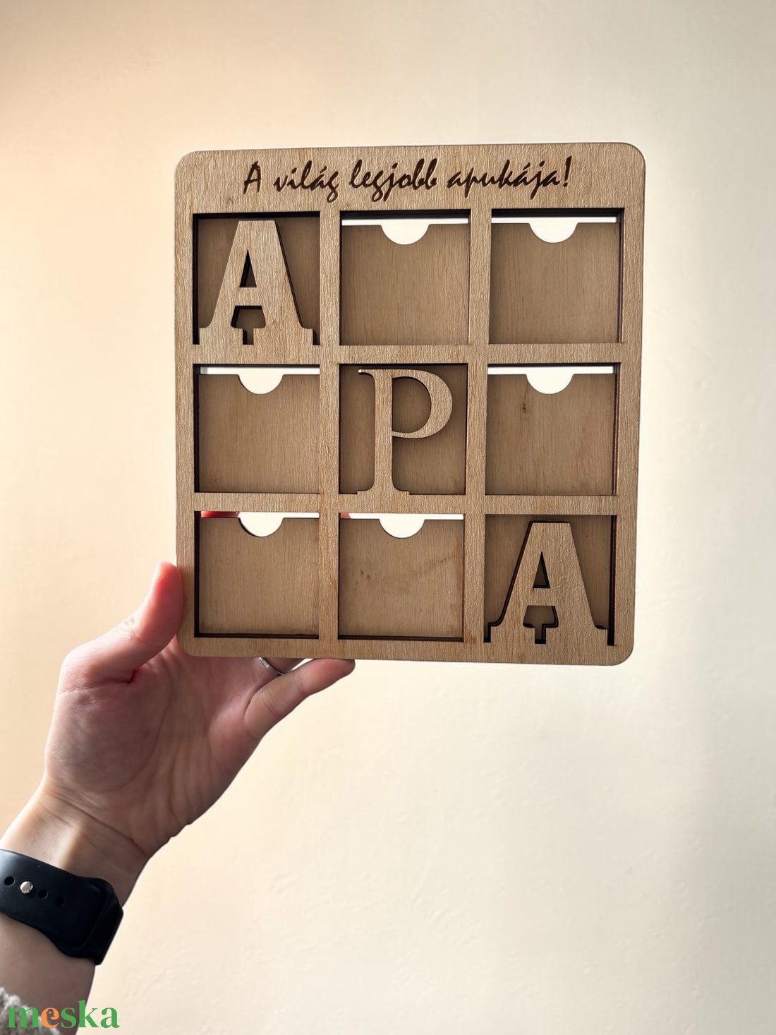 Apák napi képkeret - egyedi gravírozással, fotóelőhívással - kellékek & szerszámok - hobby fa alapanyag - képkeret - Meska.hu