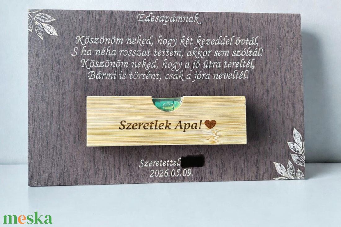 Szülőköszöntő vízmérték ajándék - esküvő - emlék & ajándék - szülőköszöntő ajándék - Meska.hu