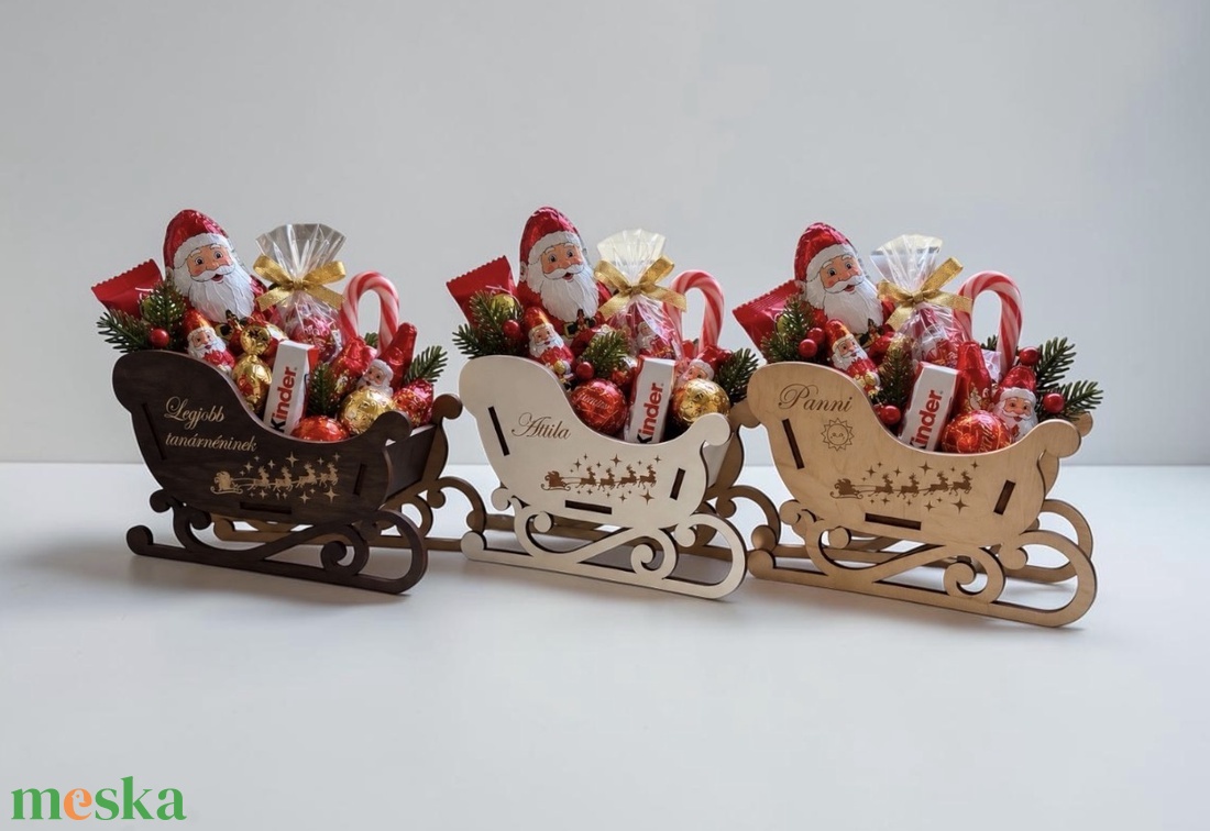 Személyre szabható karácsonyi szánkó  - karácsony - adventi díszek - adventi asztaldísz - Meska.hu