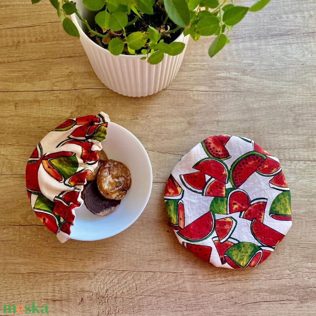 Mosható textil edényfedő szett - dinnyés - otthon & életmód - konyhafelszerelés, tálalás - konyhai textil - edényfogó & edényfedő - Meska.hu