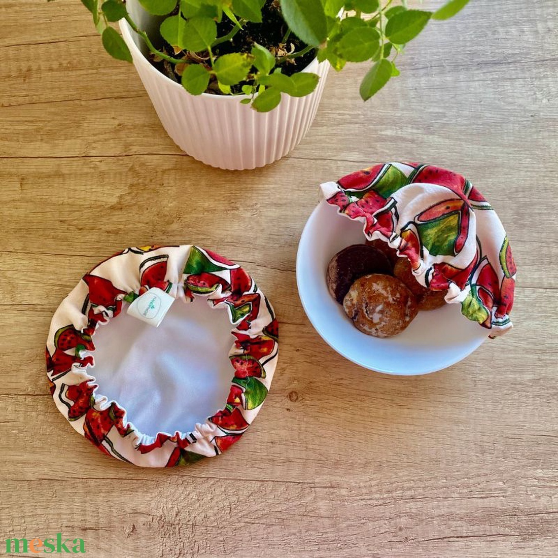 Mosható textil edényfedő szett - dinnyés - otthon & életmód - konyhafelszerelés, tálalás - konyhai textil - edényfogó & edényfedő - Meska.hu