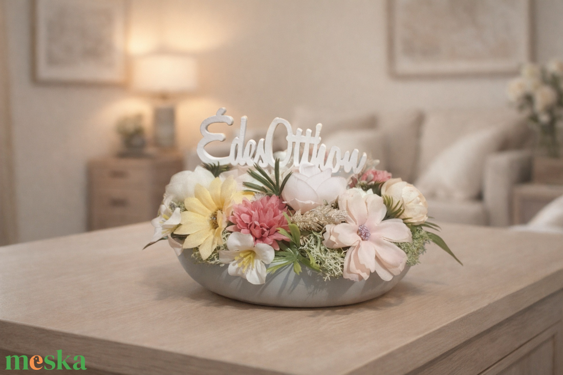 Virágos asztali dísz - otthon & életmód - dekoráció - asztal és polc dekoráció - asztaldísz - Meska.hu