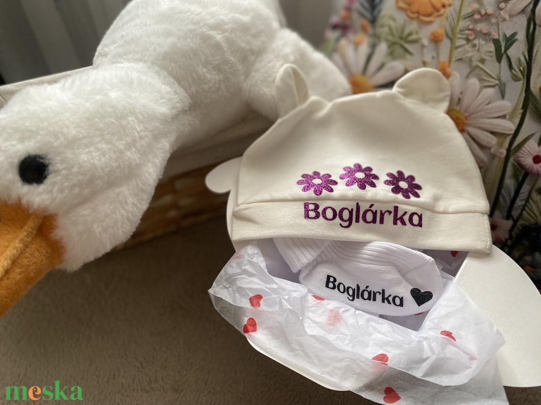 Baba bejelentő zokni és sapka  - játék & sport - babalátogató ajándékcsomag - Meska.hu