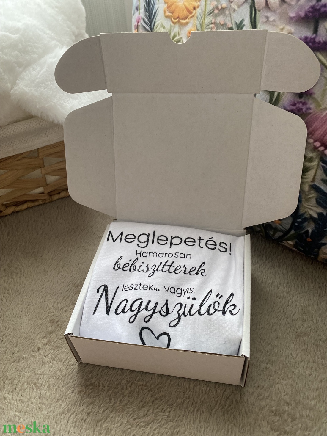Baba bejelentő body nagyszülőknek - játék & sport - babalátogató ajándékcsomag - Meska.hu