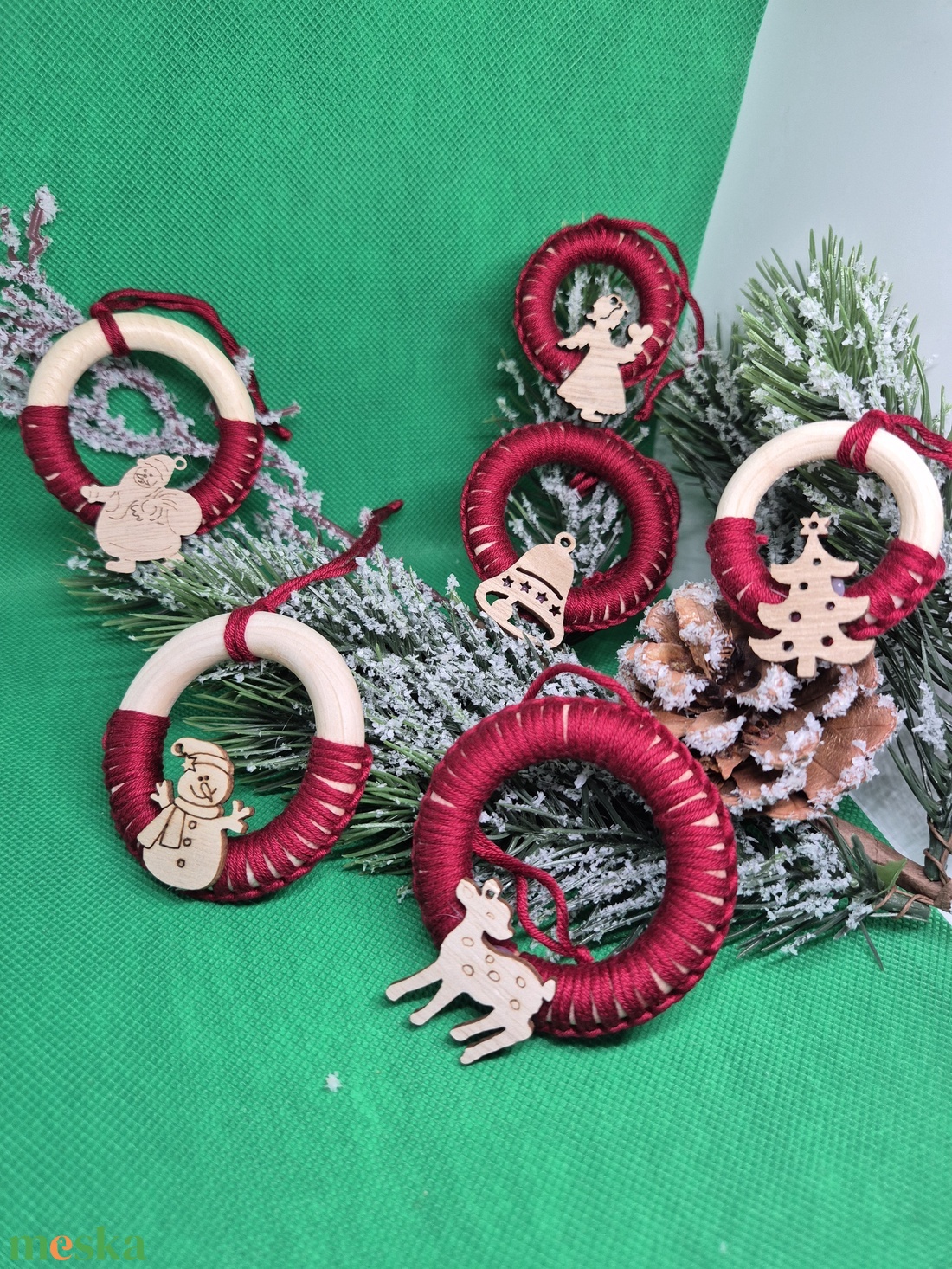 Makramé fenyődísz vegyes méretben, 6 db- os csomagban - karácsony - karácsonyi lakásdekoráció - karácsonyfadíszek - Meska.hu