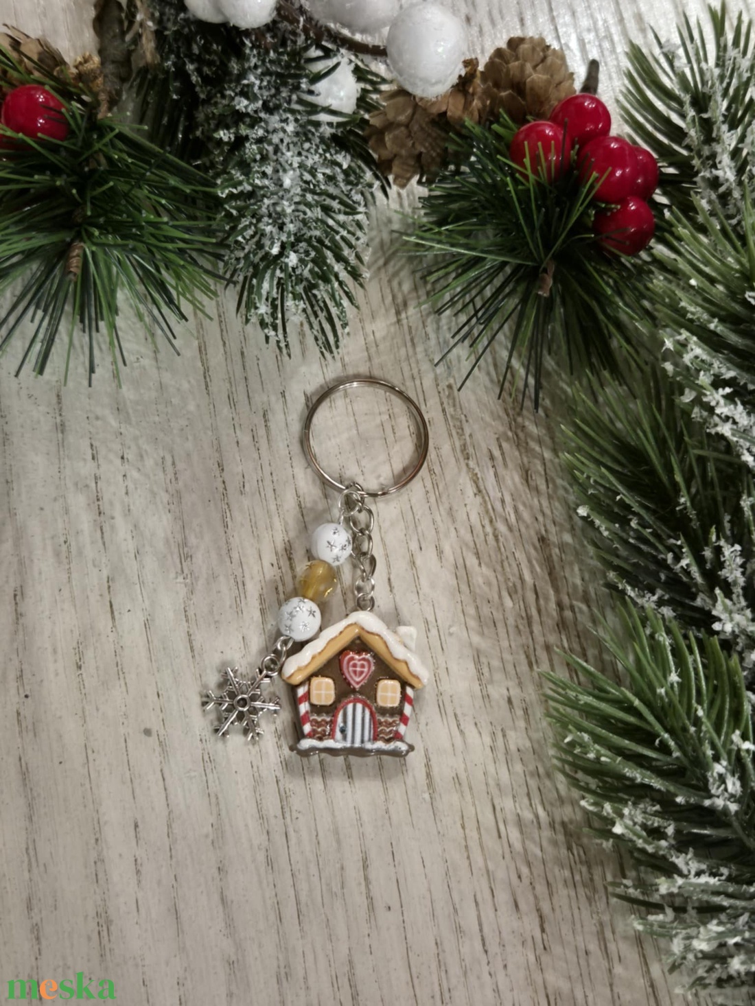 Mézeskalács házikós kulcstartó - táska & tok - kulcstartó & táskadísz - kulcstartó - Meska.hu