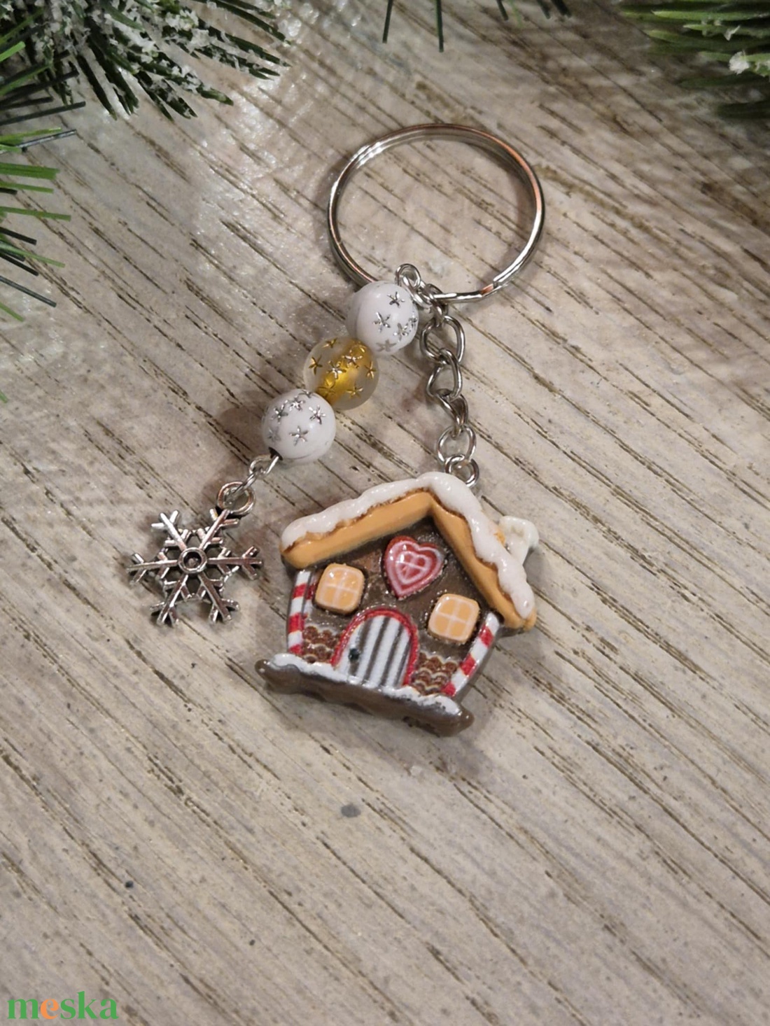 Mézeskalács házikós kulcstartó - táska & tok - kulcstartó & táskadísz - kulcstartó - Meska.hu