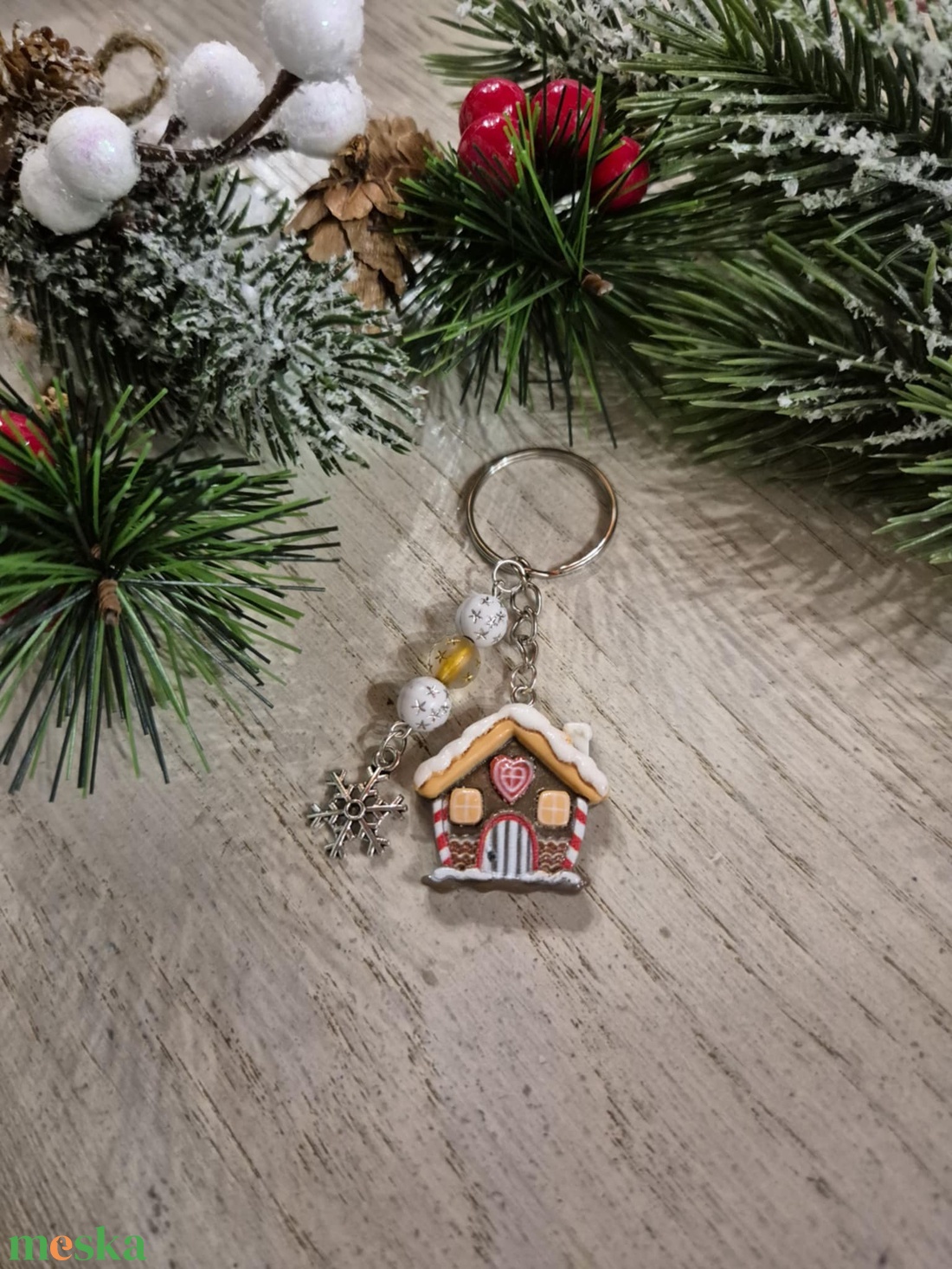 Mézeskalács házikós kulcstartó - táska & tok - kulcstartó & táskadísz - kulcstartó - Meska.hu