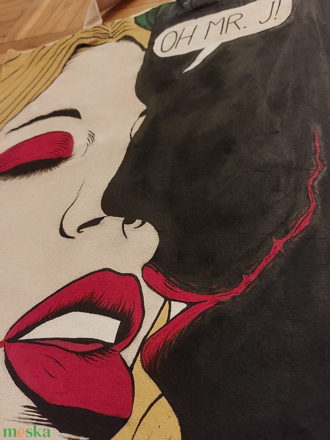 Joker és Harley Quinn kézzel festett vászontáska - táska & tok - bevásárlás & shopper táska - shopper, textiltáska, szatyor - Meska.hu