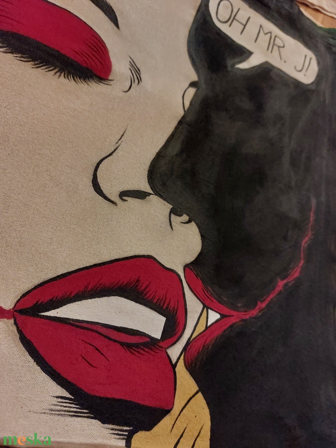 Joker és Harley Quinn kézzel festett vászontáska - táska & tok - bevásárlás & shopper táska - shopper, textiltáska, szatyor - Meska.hu